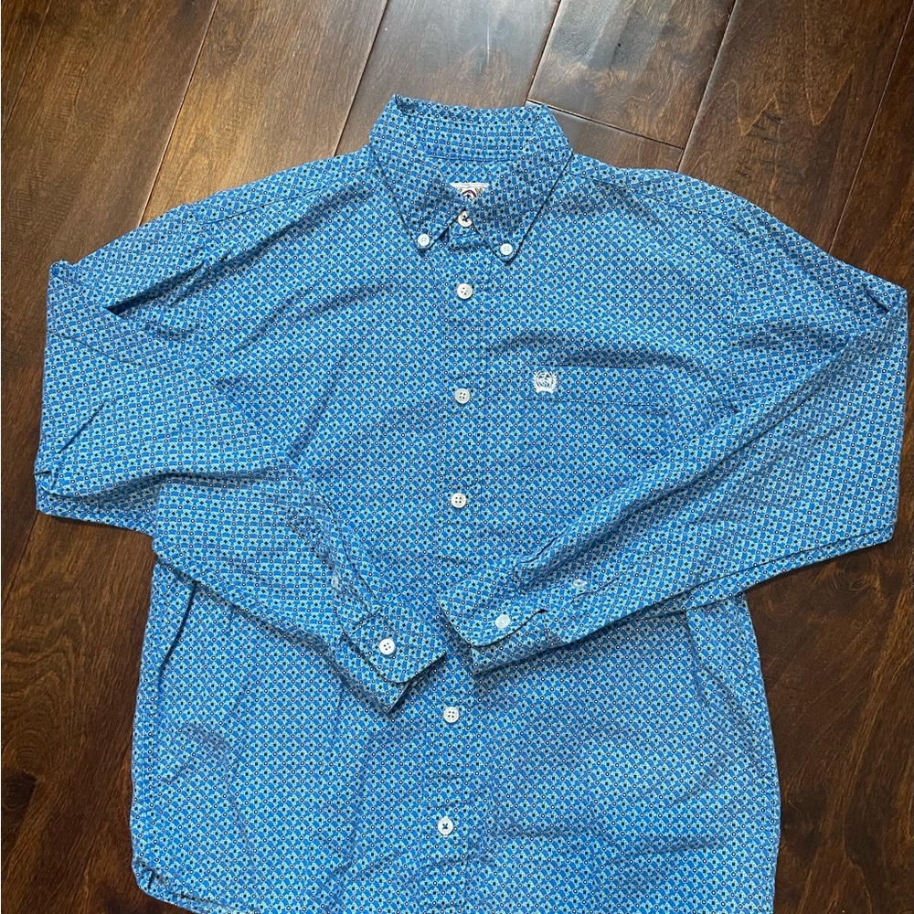 Cinch Boy’s  Blue Patterned Button Down Shirt